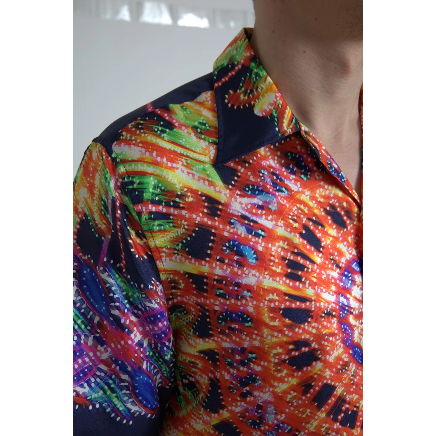 Multicolor Luminarie Print Men Shirt Silk
