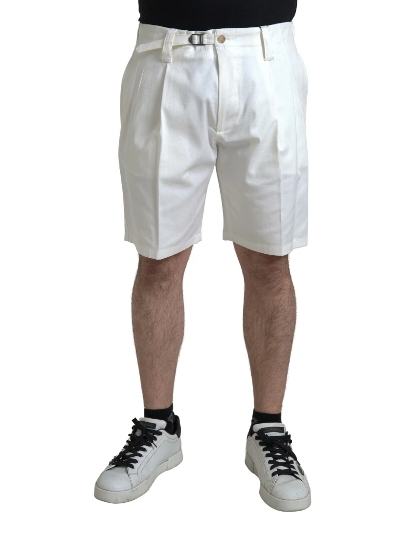 White Cotton Stretch Men Bermuda Denim Shorts
