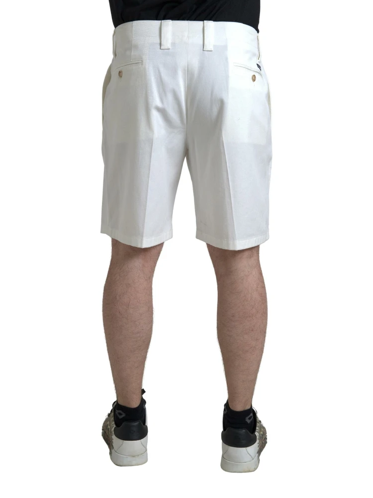 White Cotton Stretch Men Bermuda Denim Shorts alternative
