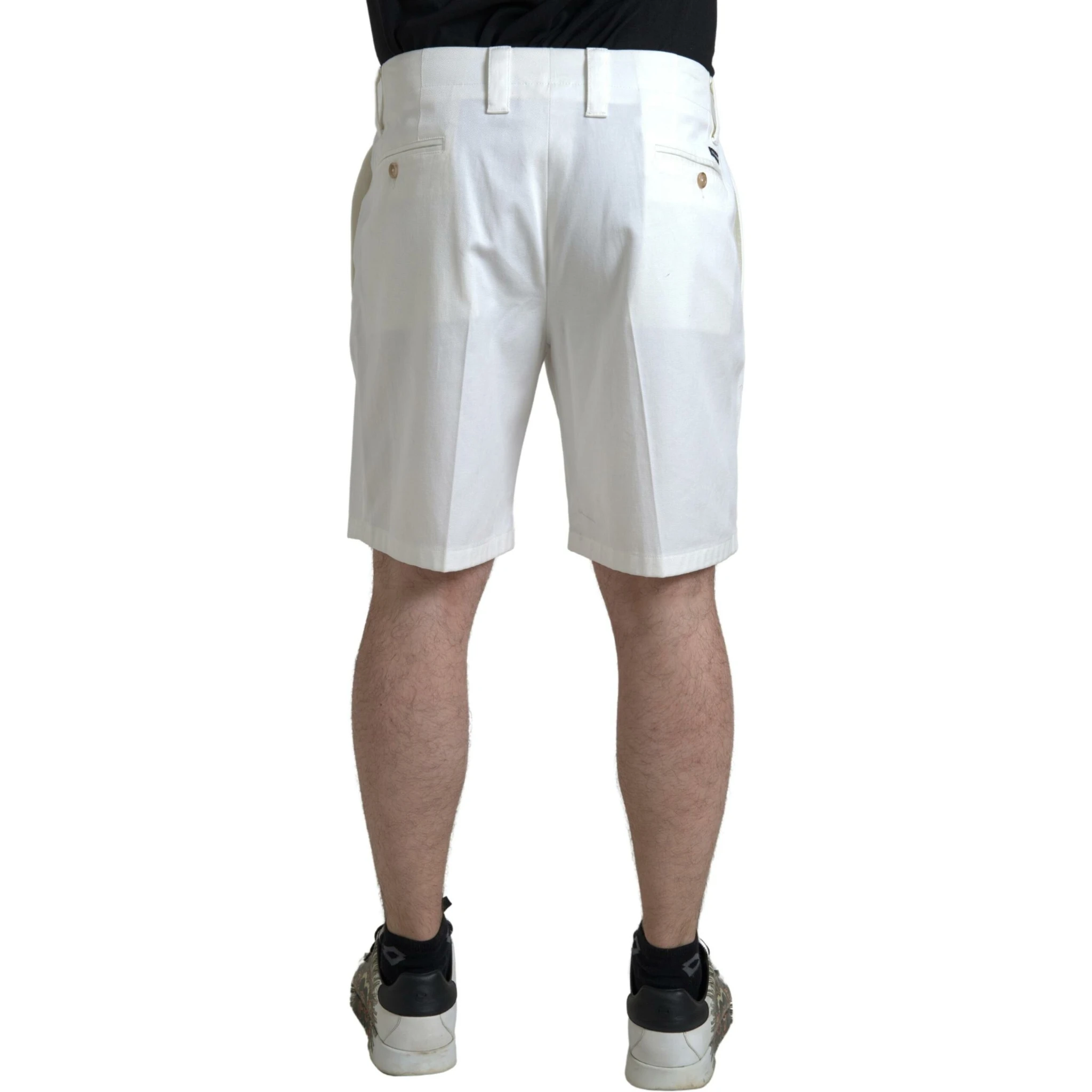 White Cotton Stretch Men Bermuda Denim Shorts