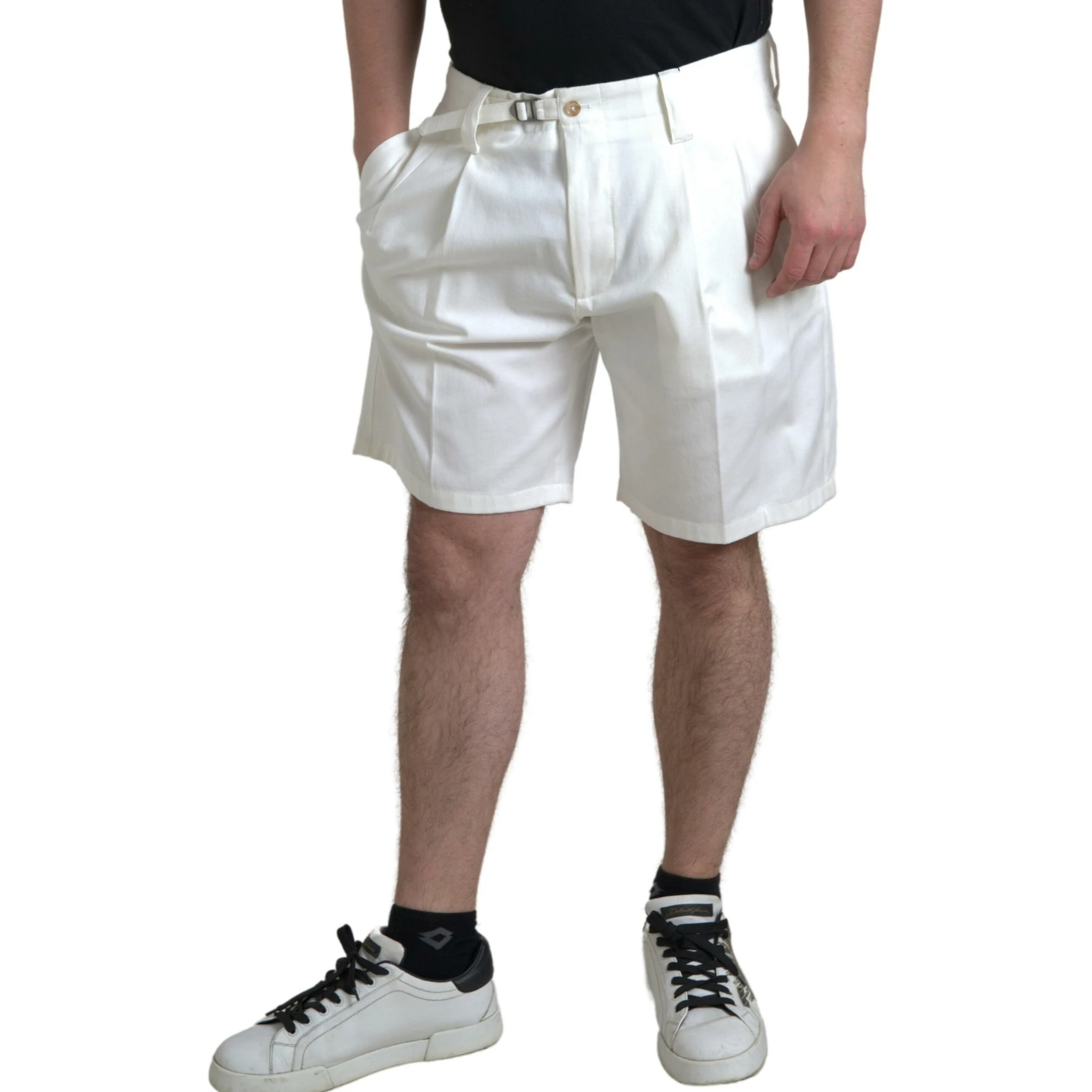White Cotton Stretch Men Bermuda Denim Shorts
