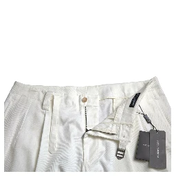 White Cotton Stretch Men Bermuda Denim Shorts