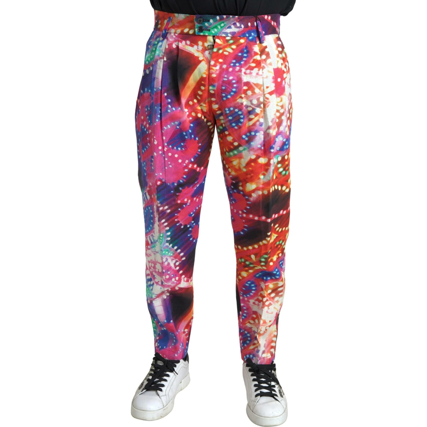 Multicolor Printed Linen Men Trouser Pants