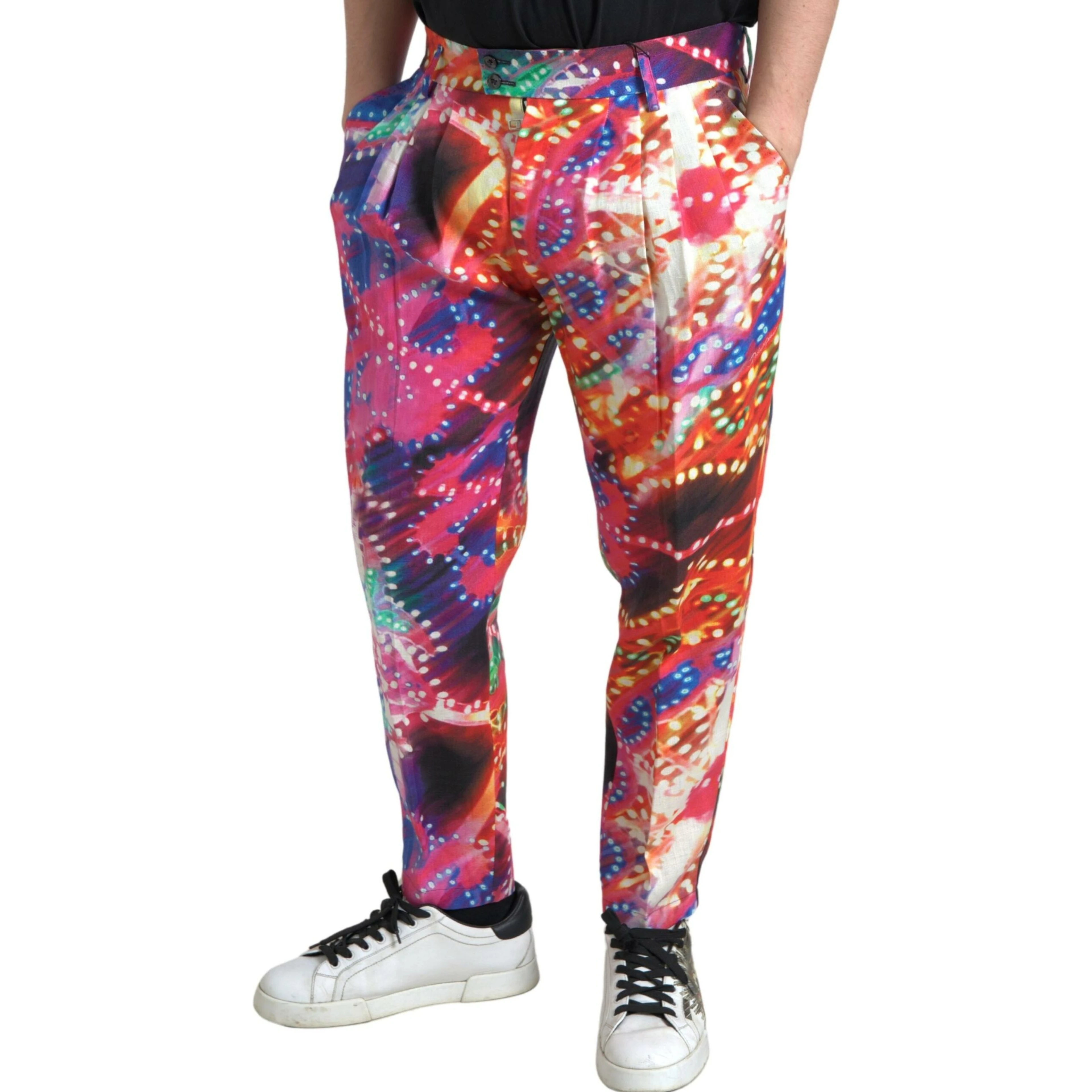 Multicolor Printed Linen Men Trouser Pants