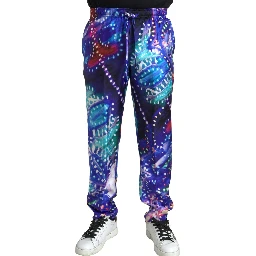 Multicolor Printed Silk Men Trouser Pants