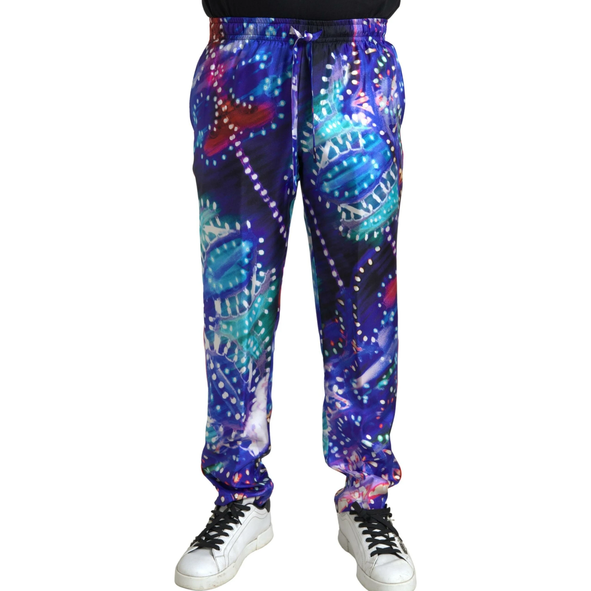 Multicolor Printed Silk Men Trouser Pants