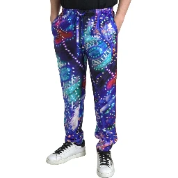 Multicolor Printed Silk Men Trouser Pants