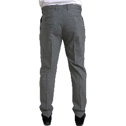Gray Wool Chino Skinny Men Dress Trouser Pants