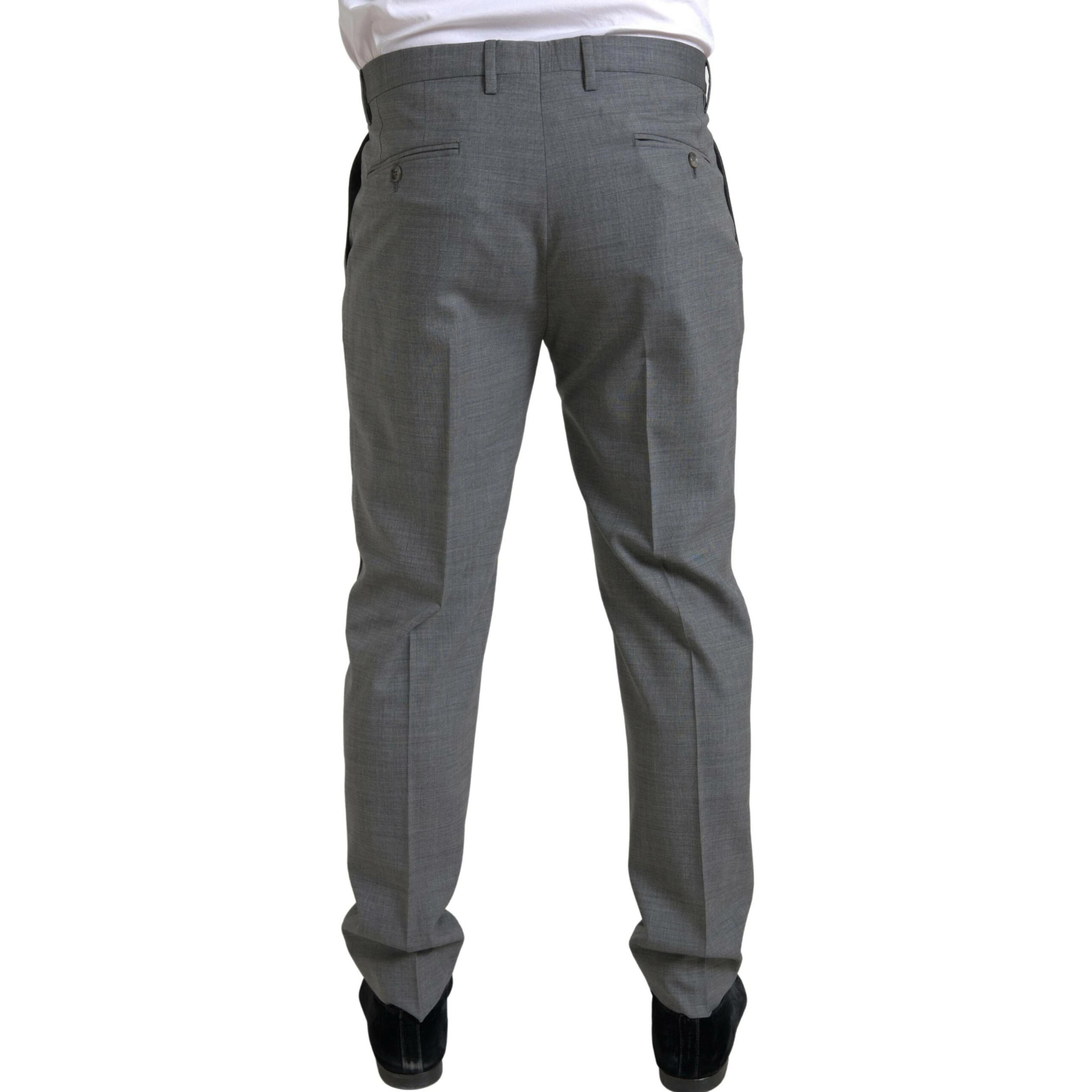 Gray Wool Chino Skinny Men Dress Trouser Pants
