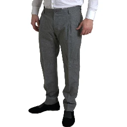 Gray Wool Chino Skinny Men Dress Trouser Pants