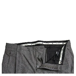 Gray Wool Chino Skinny Men Dress Trouser Pants