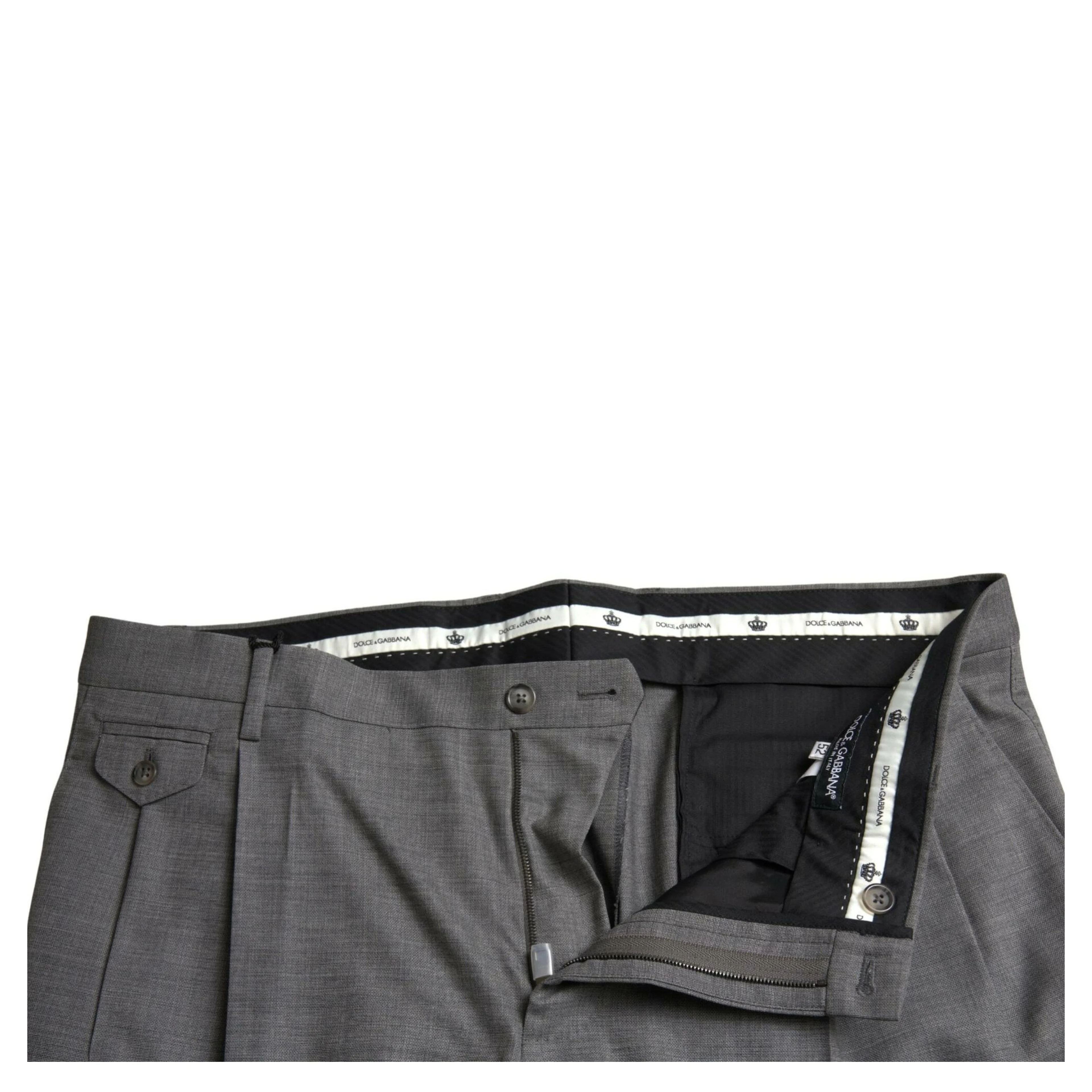 Gray Wool Chino Skinny Men Dress Trouser Pants