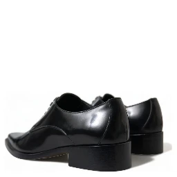 Black Leather Lace Up Formal Flats Shoes