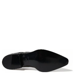 Black Leather Lace Up Formal Flats Shoes