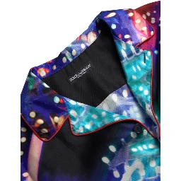 Multicolor Silk Psychedelic Print Men Pajama Shirt