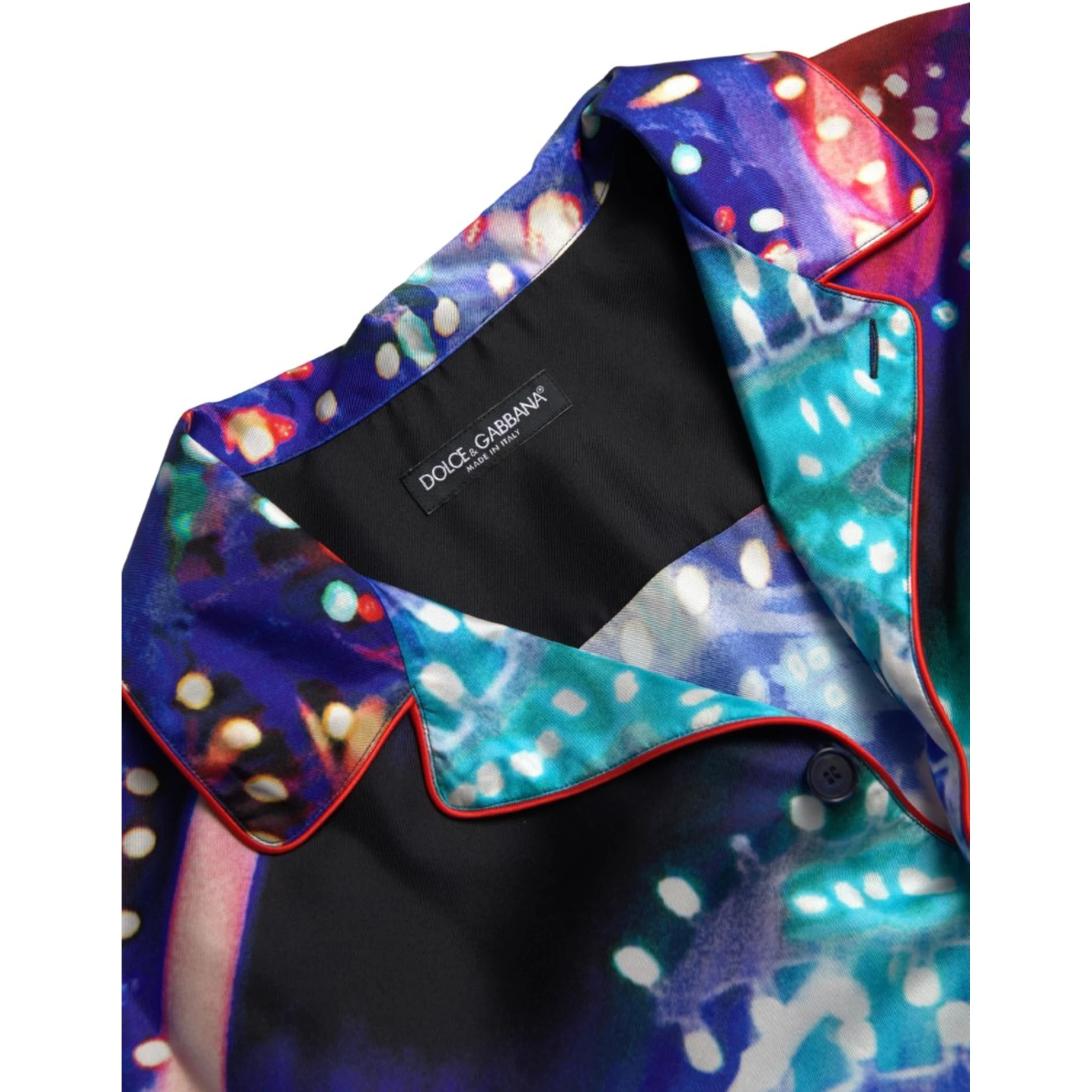 Multicolor Silk Psychedelic Print Men Pajama Shirt