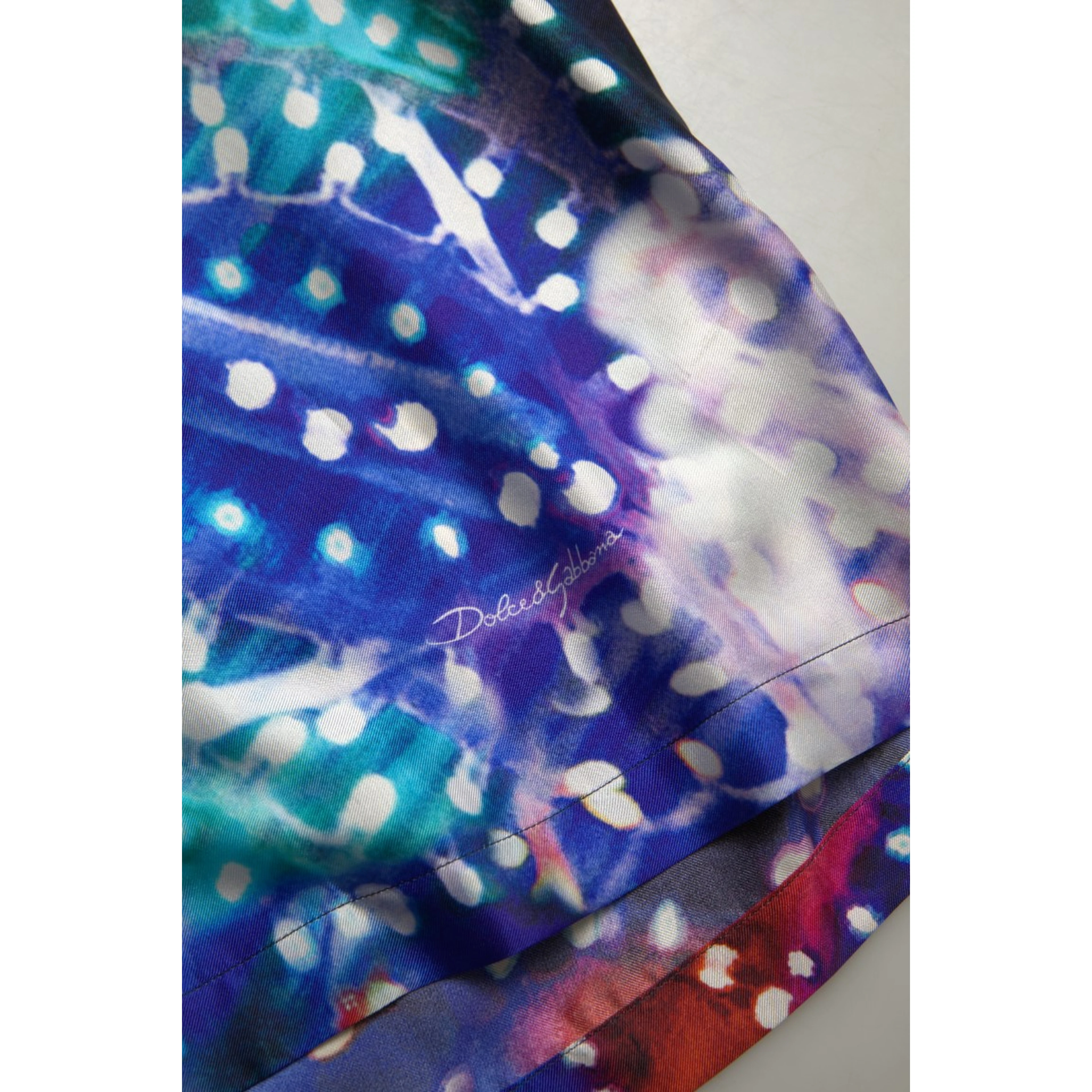 Multicolor Silk Psychedelic Print Men Pajama Shirt