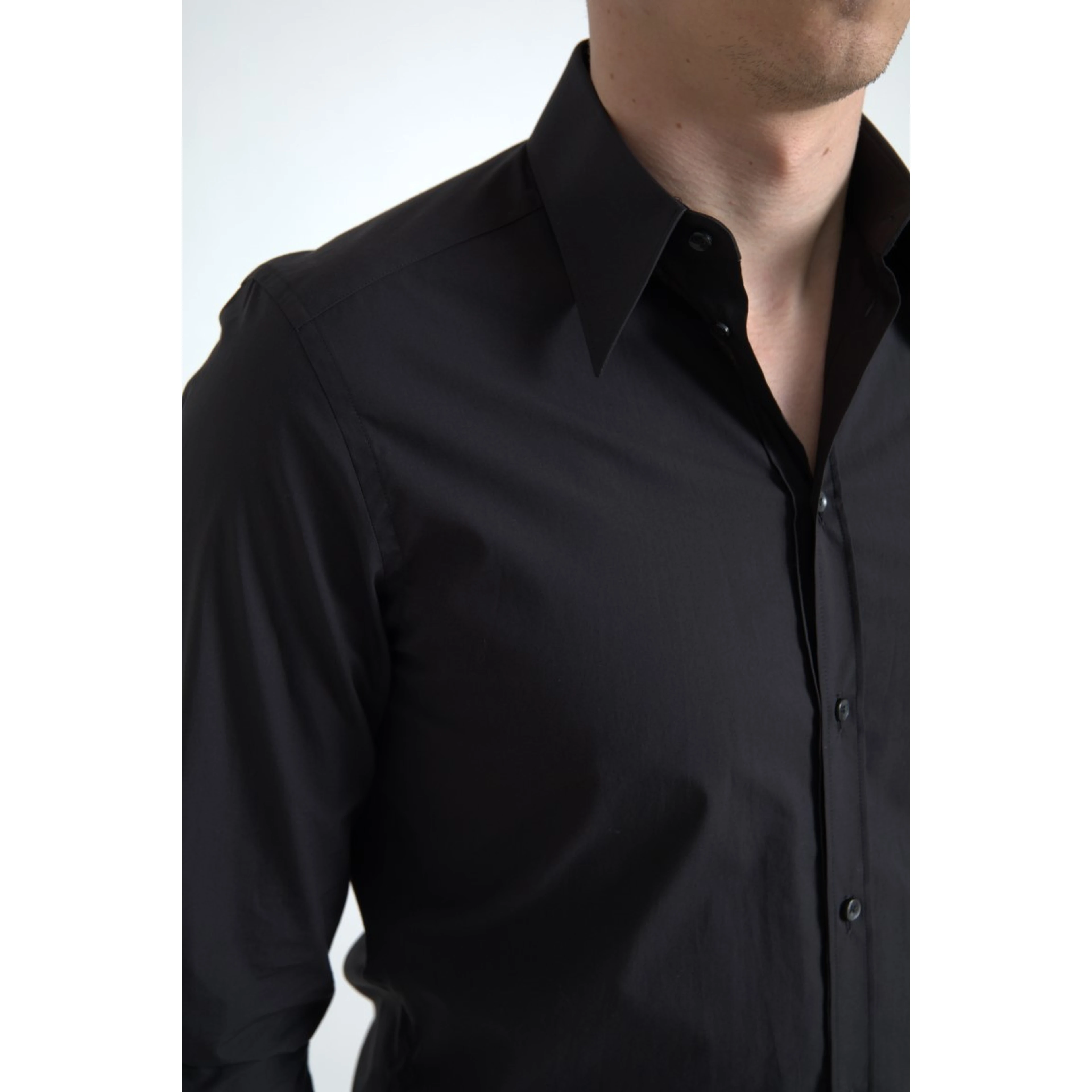 Black Cotton Men Long Sleeves MARTINI Shirt