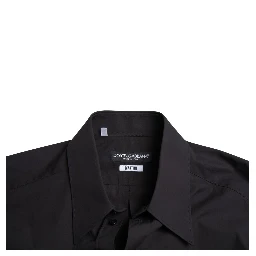 Black Cotton Men Long Sleeves MARTINI Shirt