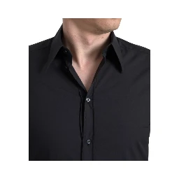 Black Cotton Men Long Sleeves MARTINI Shirt