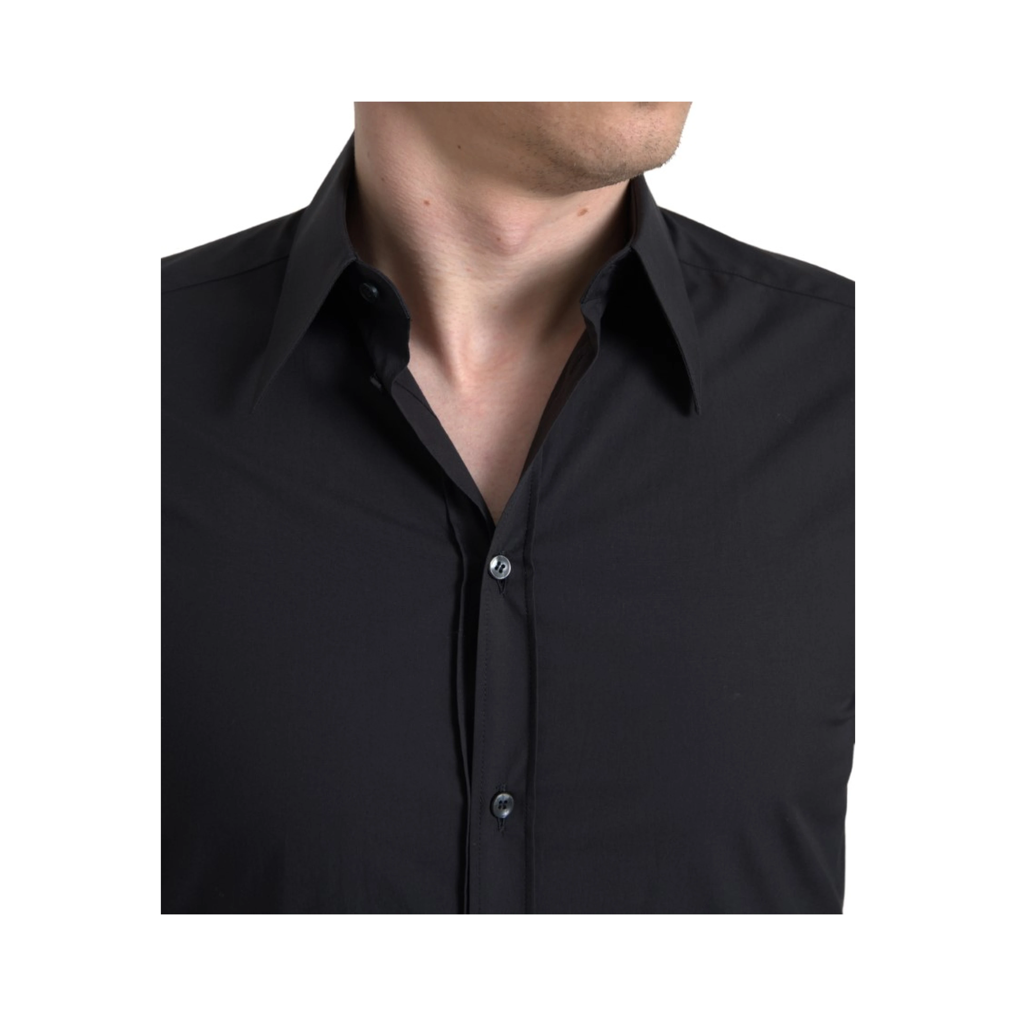 Black Cotton Men Long Sleeves MARTINI Shirt