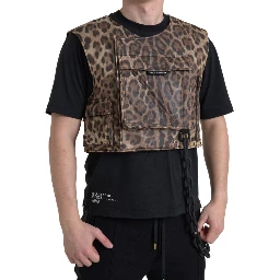 Brown Leopard Silk Sleeveless Sportswear