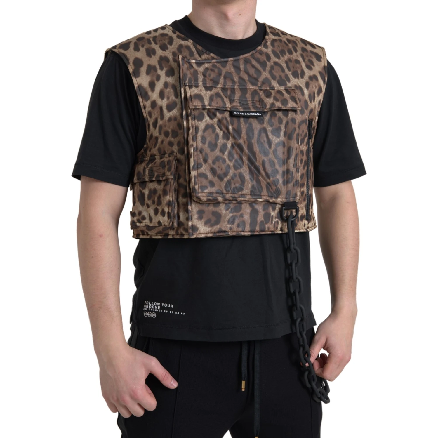 Brown Leopard Silk Sleeveless Sportswear