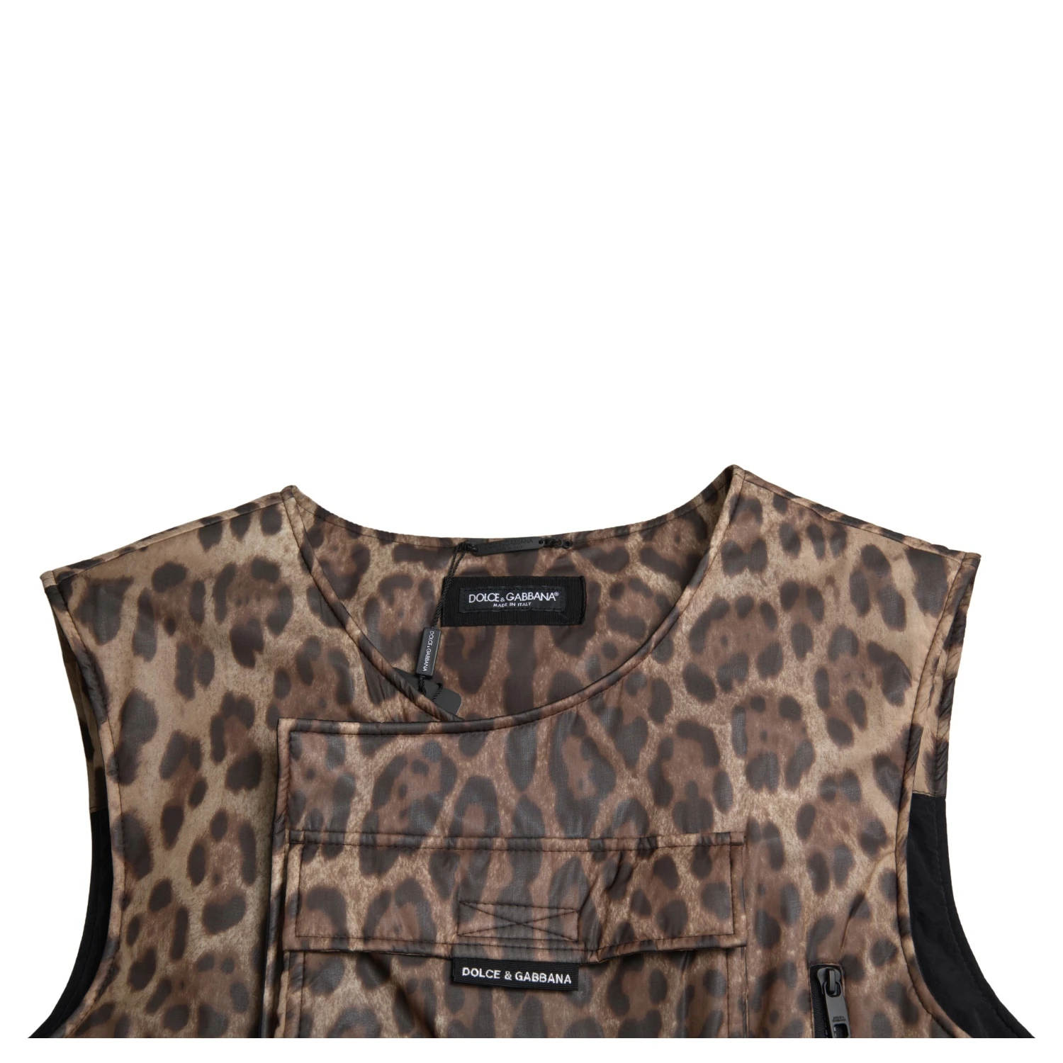 Brown Leopard Silk Sleeveless Sportswear