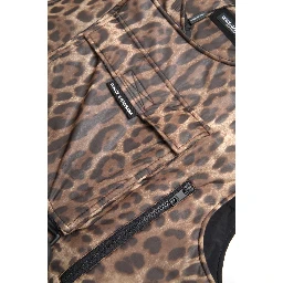 Brown Leopard Silk Sleeveless Sportswear