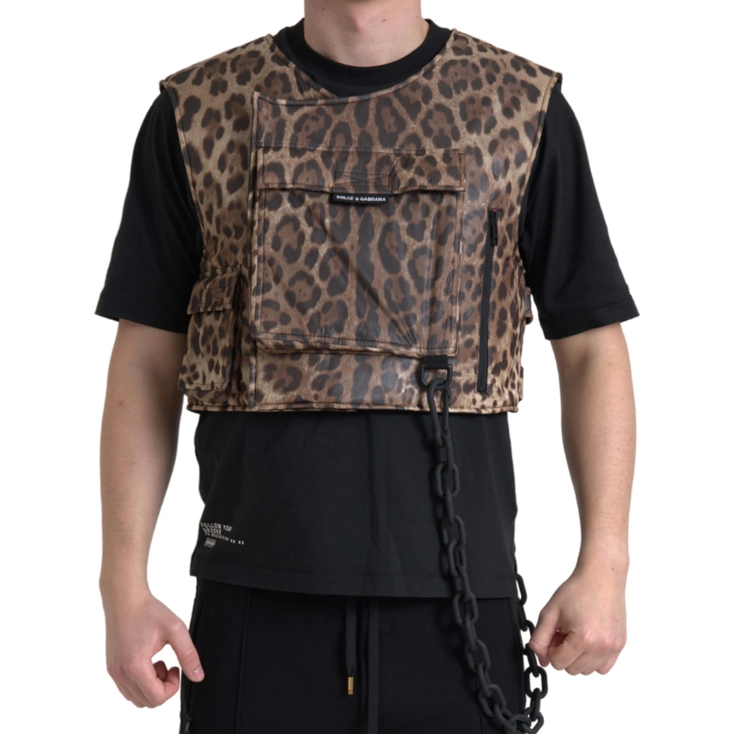 Brown Leopard Silk Sleeveless Sportswear