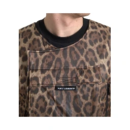 Brown Leopard Silk Sleeveless Sportswear