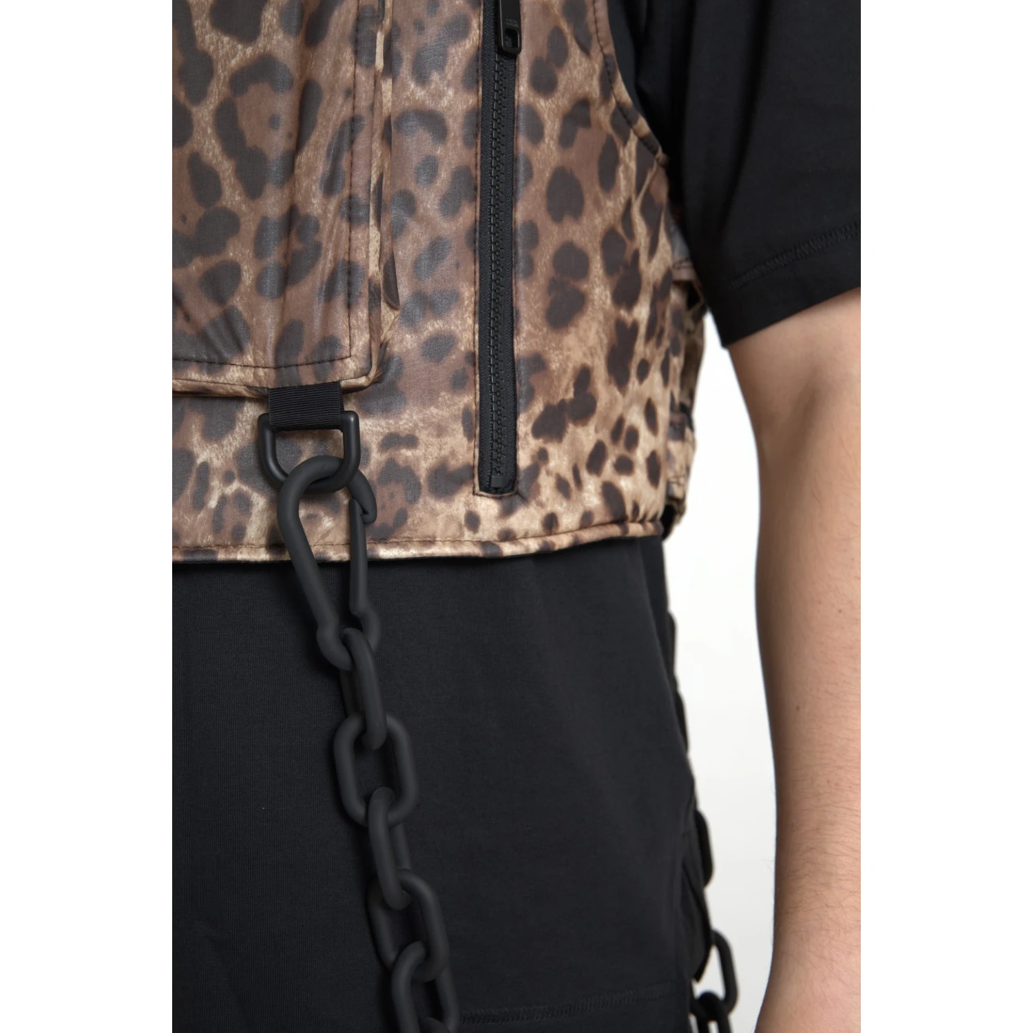 Brown Leopard Silk Sleeveless Sportswear