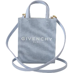 Blue Coated Canvas Vertical Cloud Mini Shoulder Bag