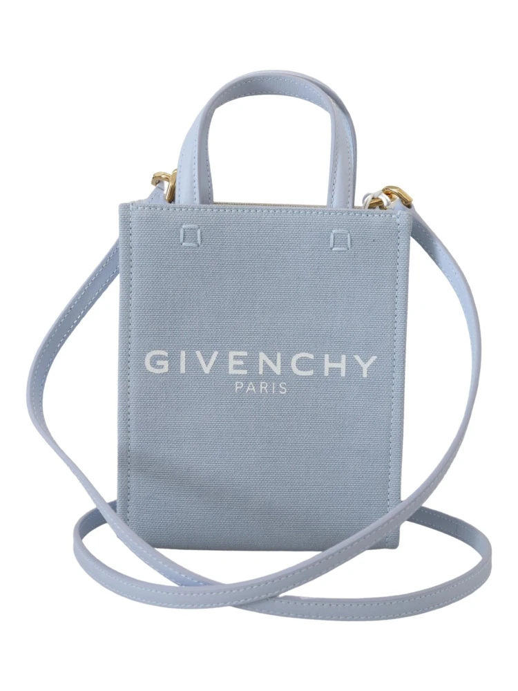 Blue Coated Canvas Vertical Cloud Mini Shoulder Bag