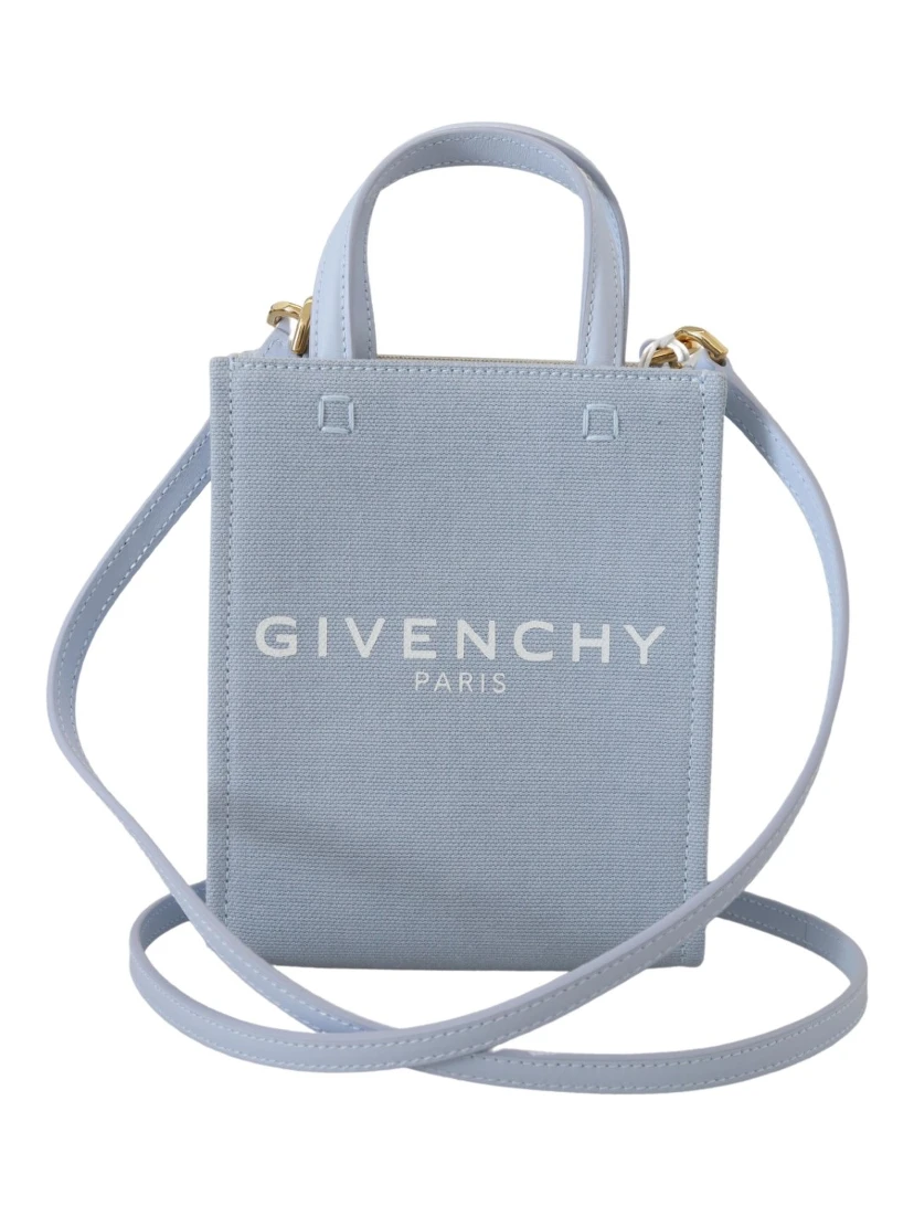 Blue Coated Canvas Vertical Cloud Mini Shoulder Bag