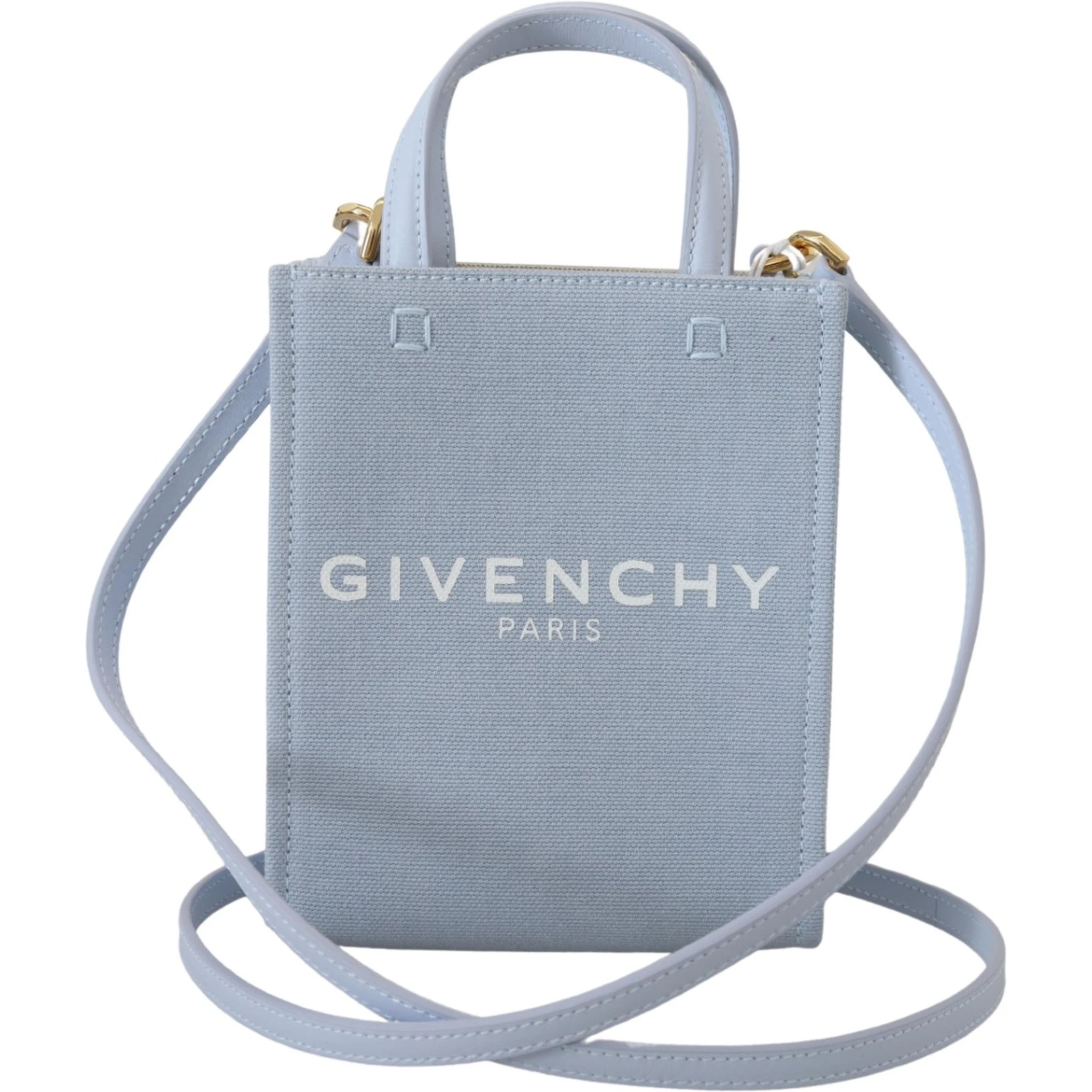 Blue Coated Canvas Vertical Cloud Mini Shoulder Bag