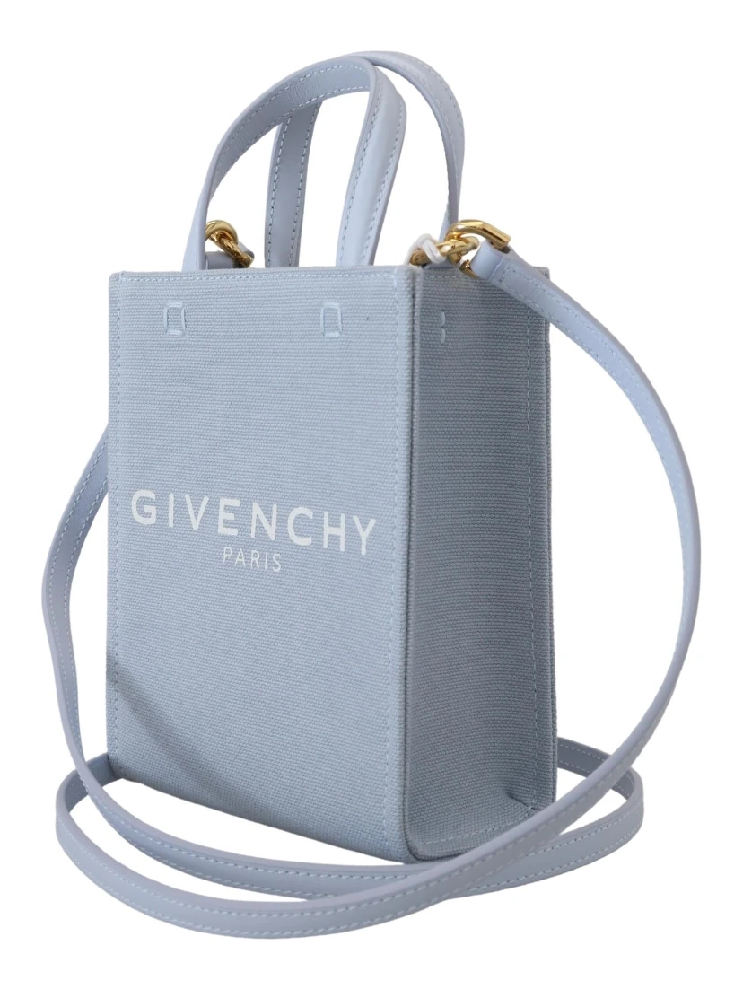 Blue Coated Canvas Vertical Cloud Mini Shoulder Bag