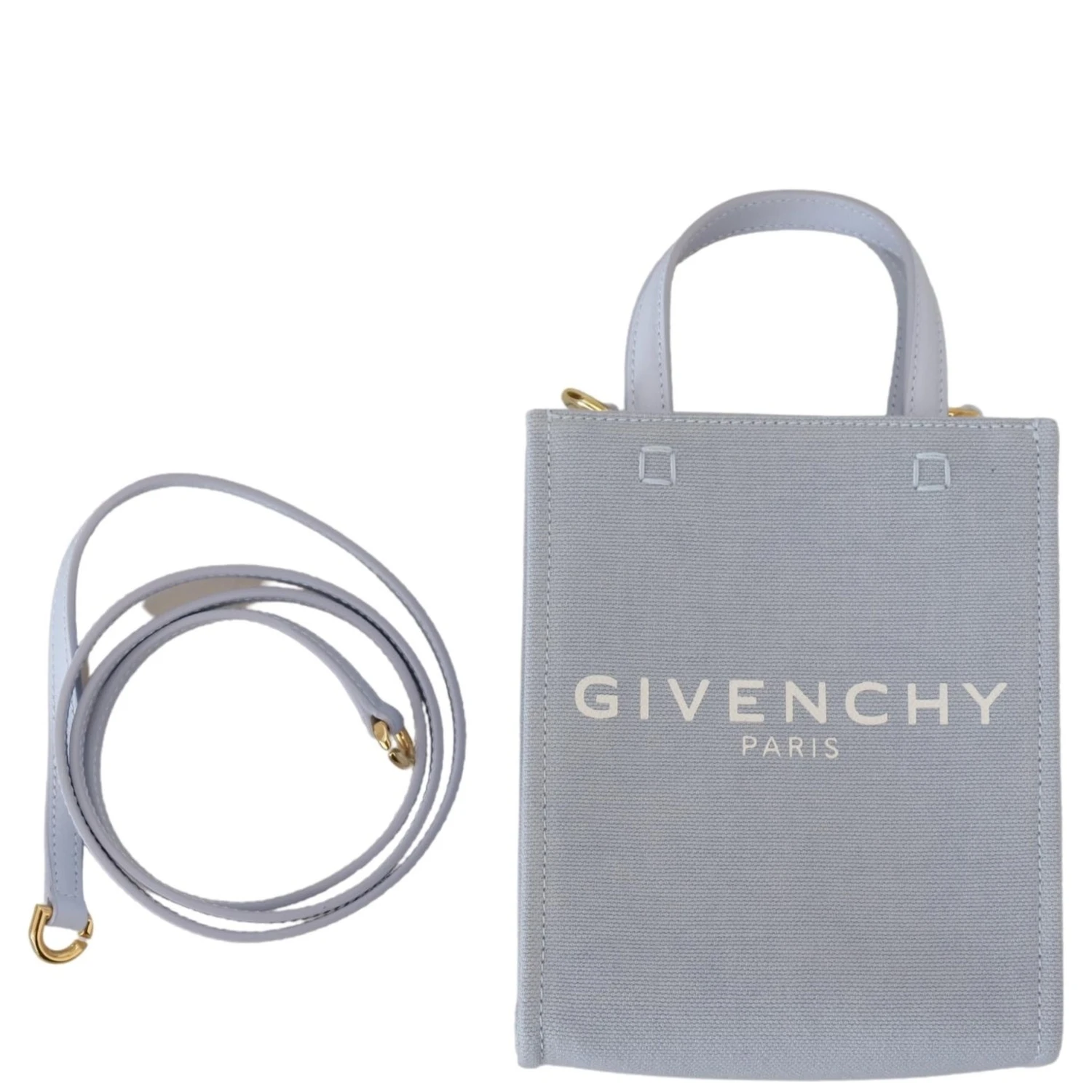 Blue Coated Canvas Vertical Cloud Mini Shoulder Bag