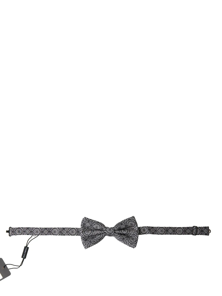 Black White Pattern Adjustable Neck Papillon Bow Tie