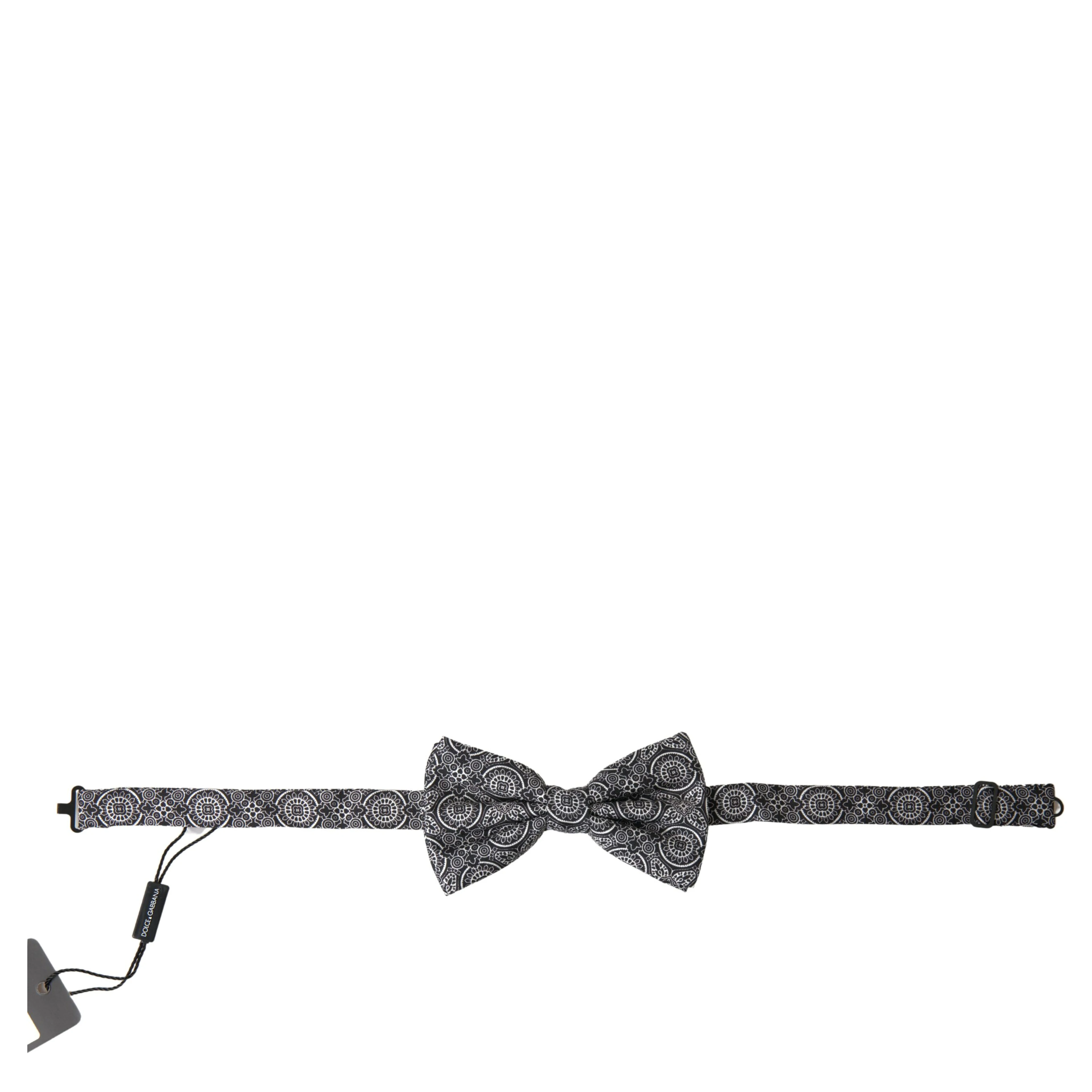 Black White Pattern Adjustable Neck Papillon Bow Tie