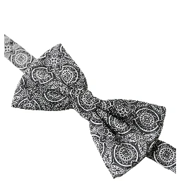 Black White Pattern Adjustable Neck Papillon Bow Tie