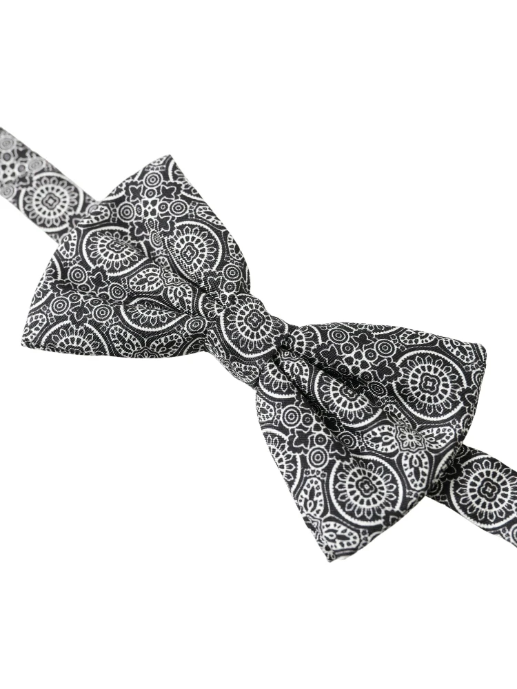 Black White Pattern Adjustable Neck Papillon Bow Tie alternative