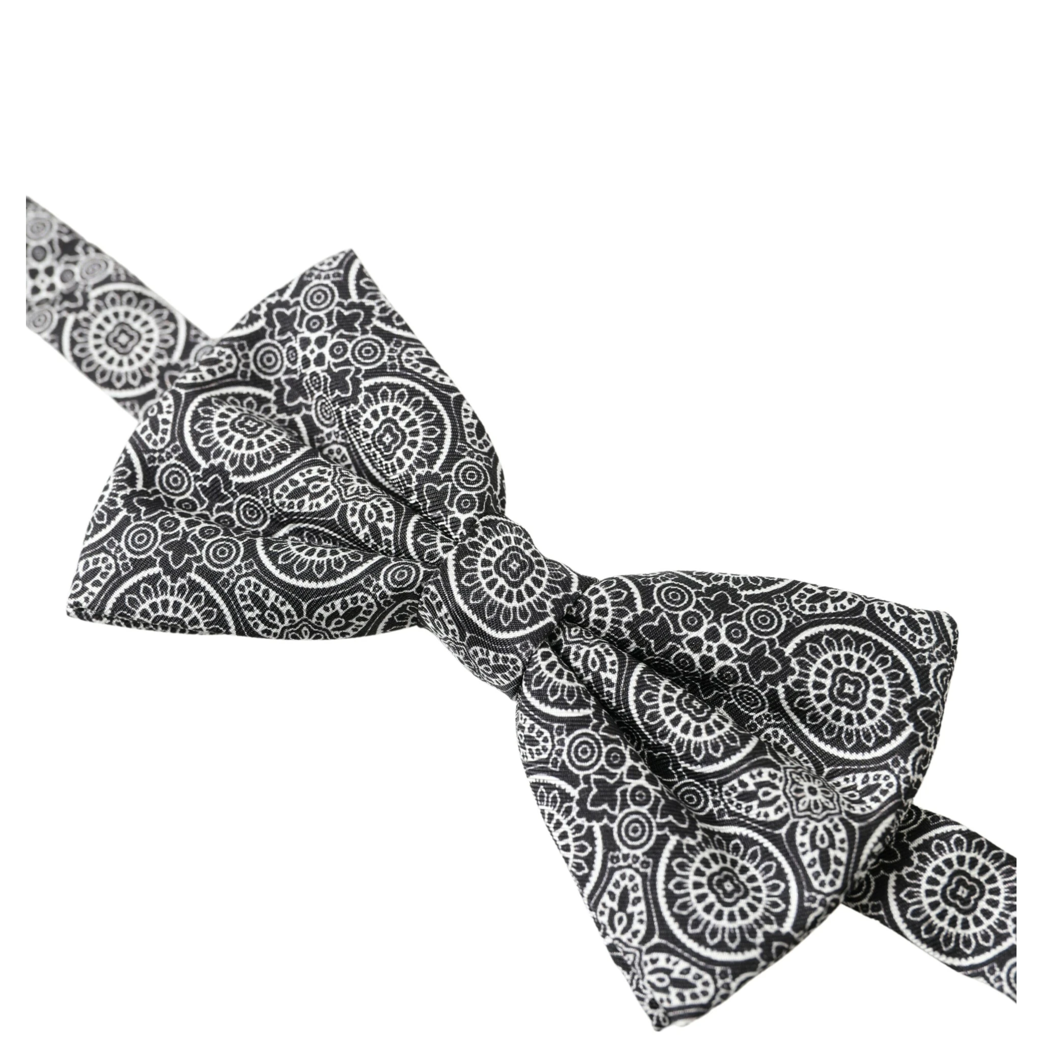 Black White Pattern Adjustable Neck Papillon Bow Tie