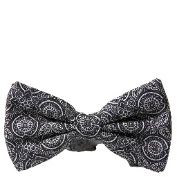 Black White Pattern Adjustable Neck Papillon Bow Tie