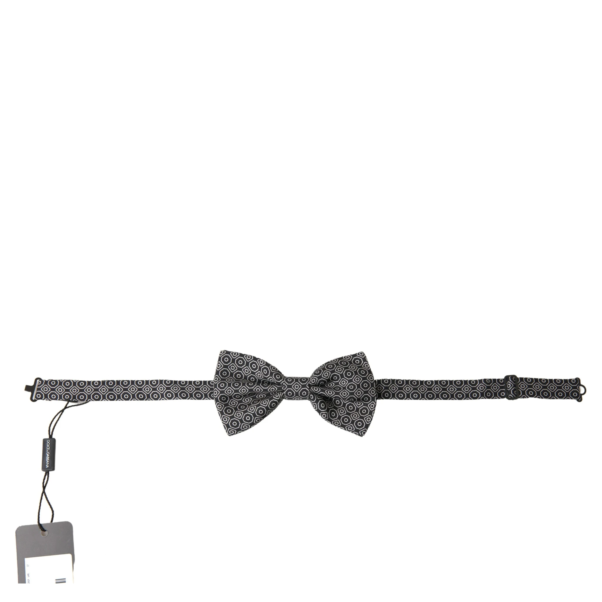 Black White Pattern Adjustable Neck Papillon Bow Tie