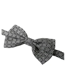 Black White Pattern Adjustable Neck Papillon Bow Tie