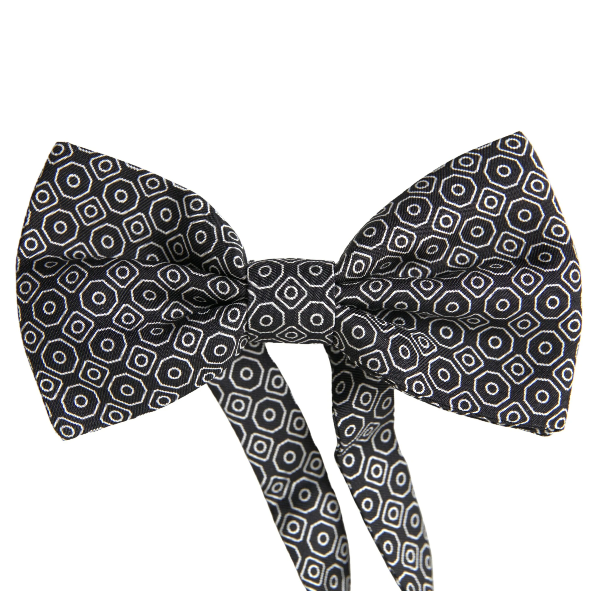 Black White Pattern Adjustable Neck Papillon Bow Tie