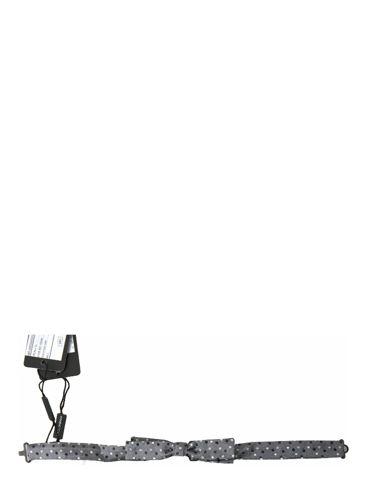 Gray Polka Dot Silk Adjustable Men Neck Papillon Bow Tie