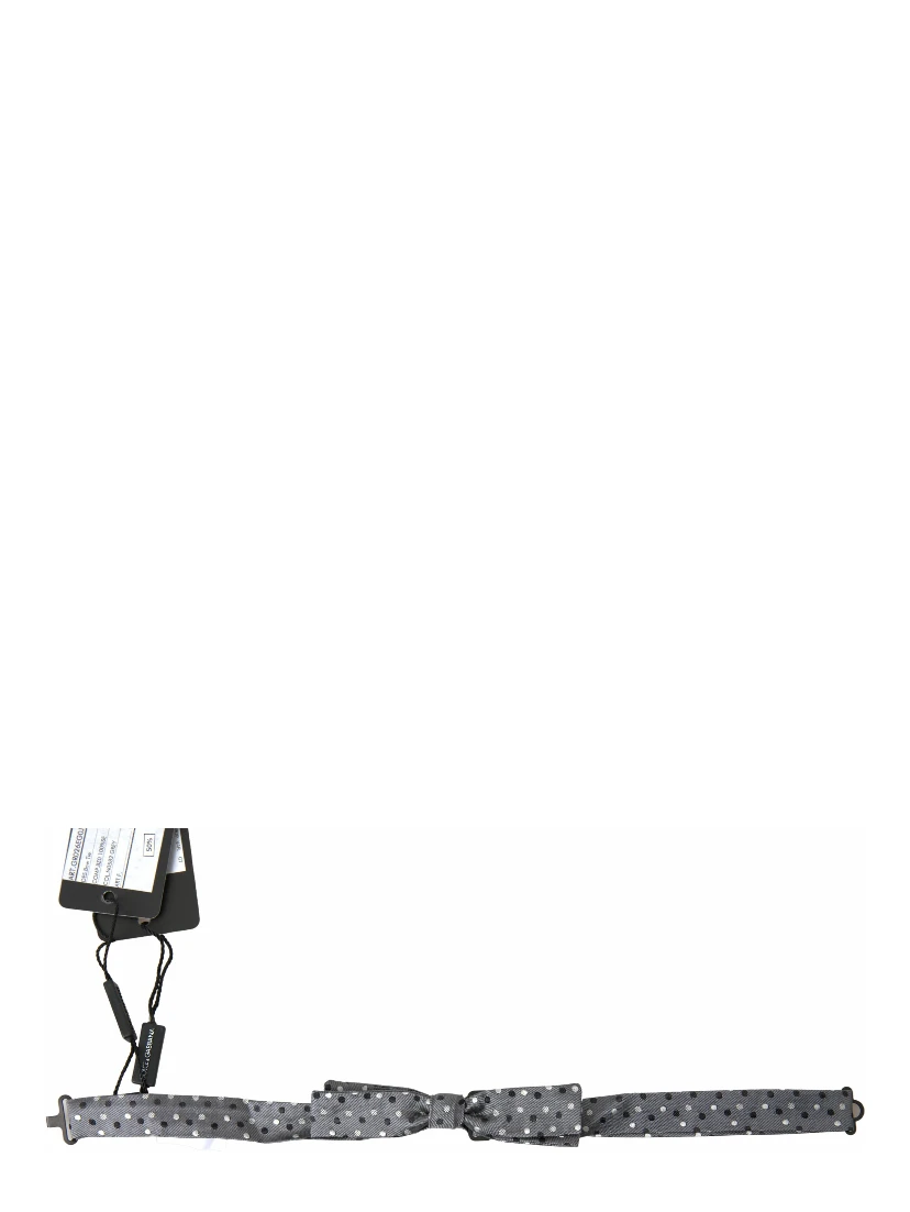 Gray Polka Dot Silk Adjustable Men Neck Papillon Bow Tie