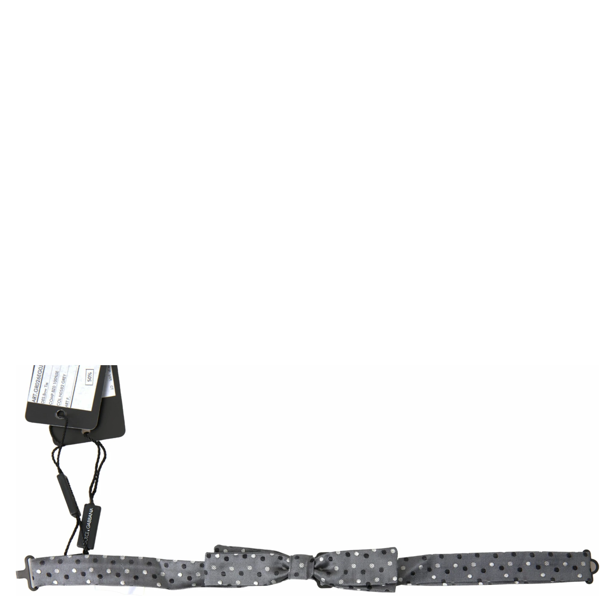 Gray Polka Dot Silk Adjustable Men Neck Papillon Bow Tie